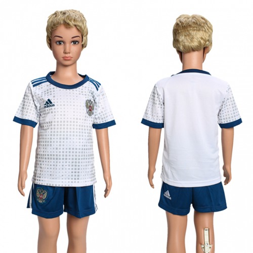 Russia Blank Away Kid Soccer Country Jersey - Click Image to Close
